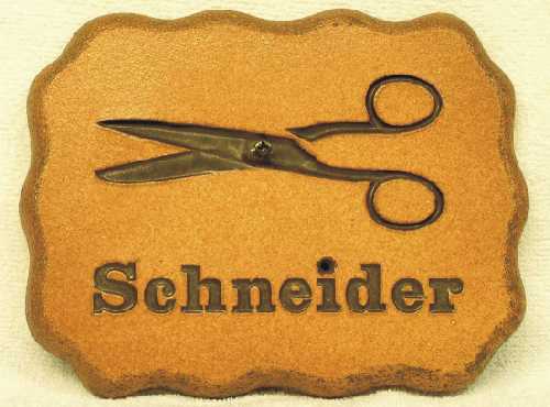 Namensschild, Klingelschild, Schneider