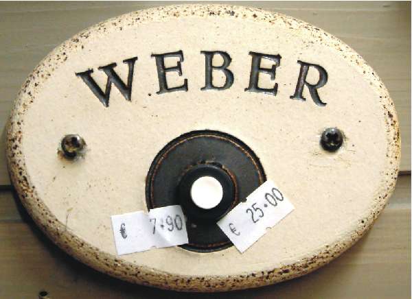 Namensschild, Klingelschild, Weber